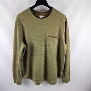 32 BAR BLUES Shirt Mens XL Green L/S Waffle Crewneck